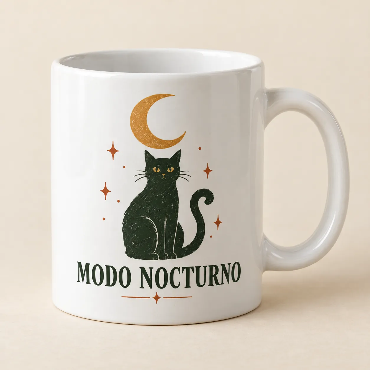 Taza blanca con diseño terminado Modo nocturno